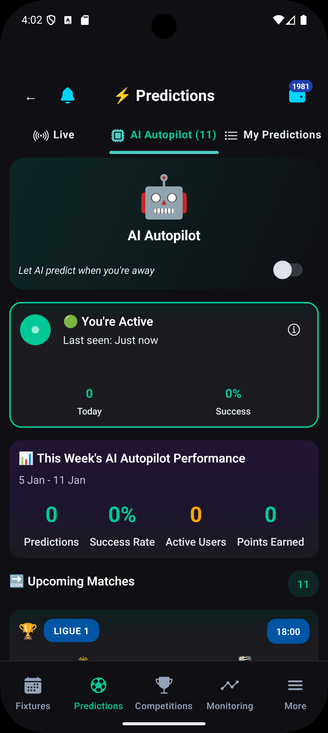 AI Autopilot Strategy Selection Screen