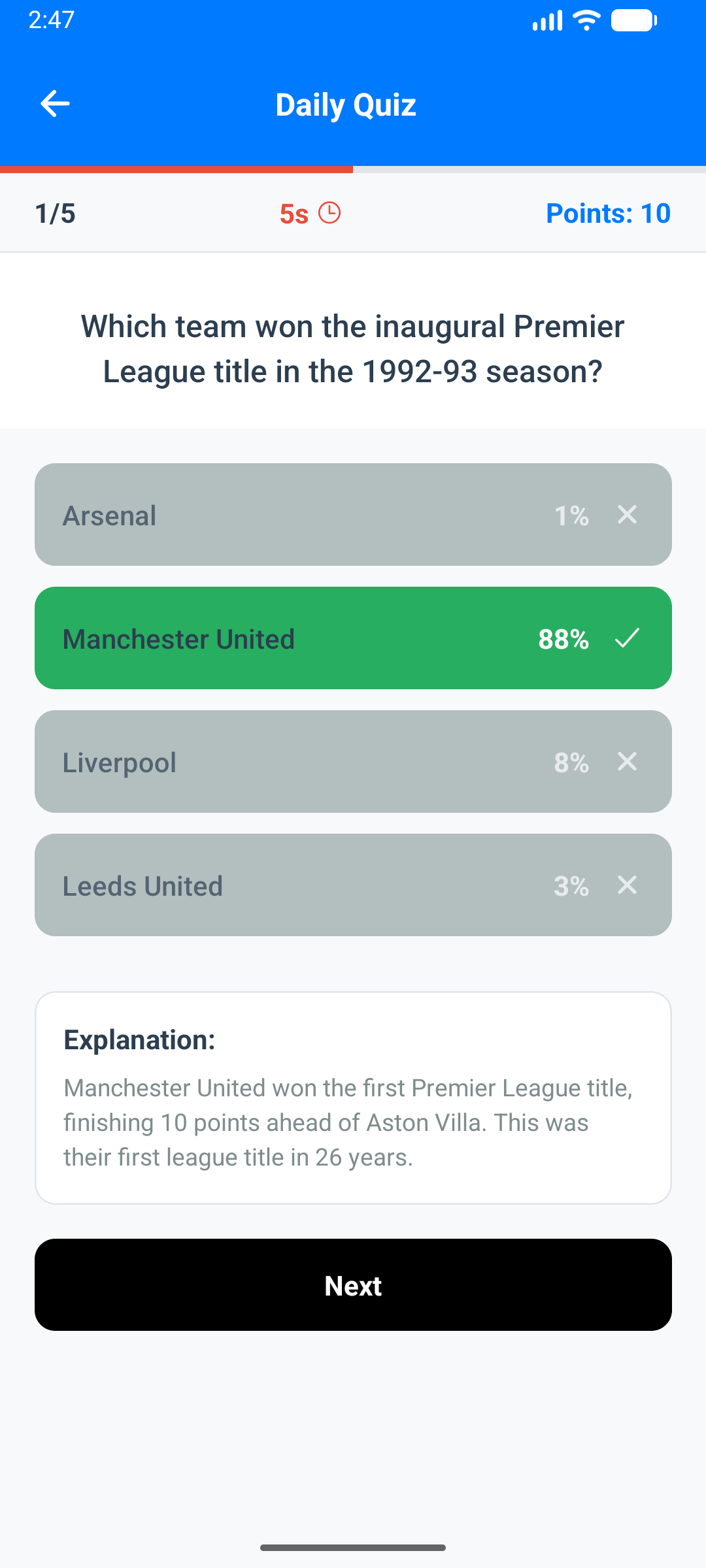 Quiz Question Interface
